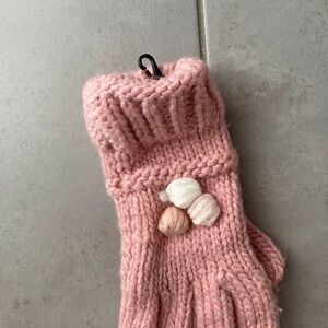 Cozy Pink Knit Kids Gloves